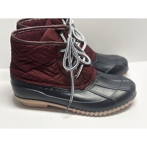 Magellan Womens Boots Outdoors Quilted Duck Boots Maroon Navy Waterproof‎ Size 6